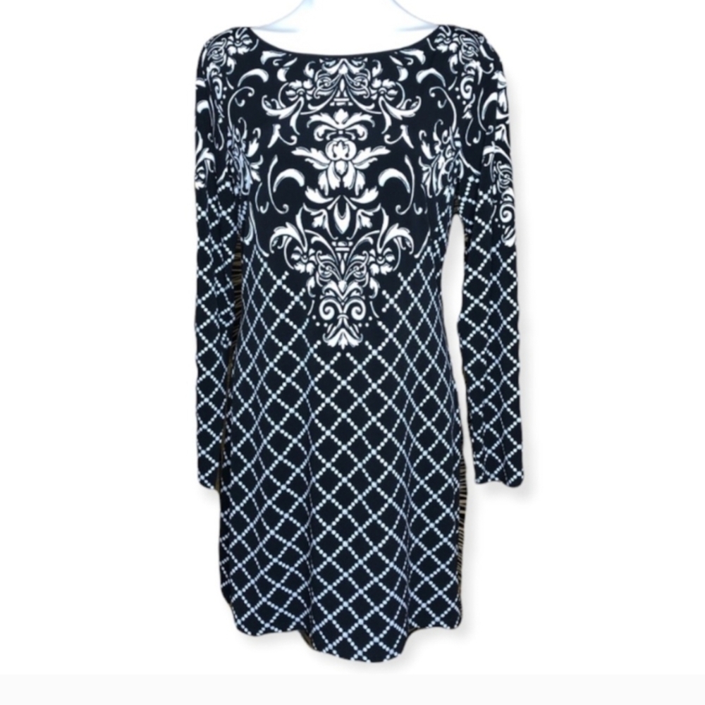 Elegant Black and White Patterned Dress